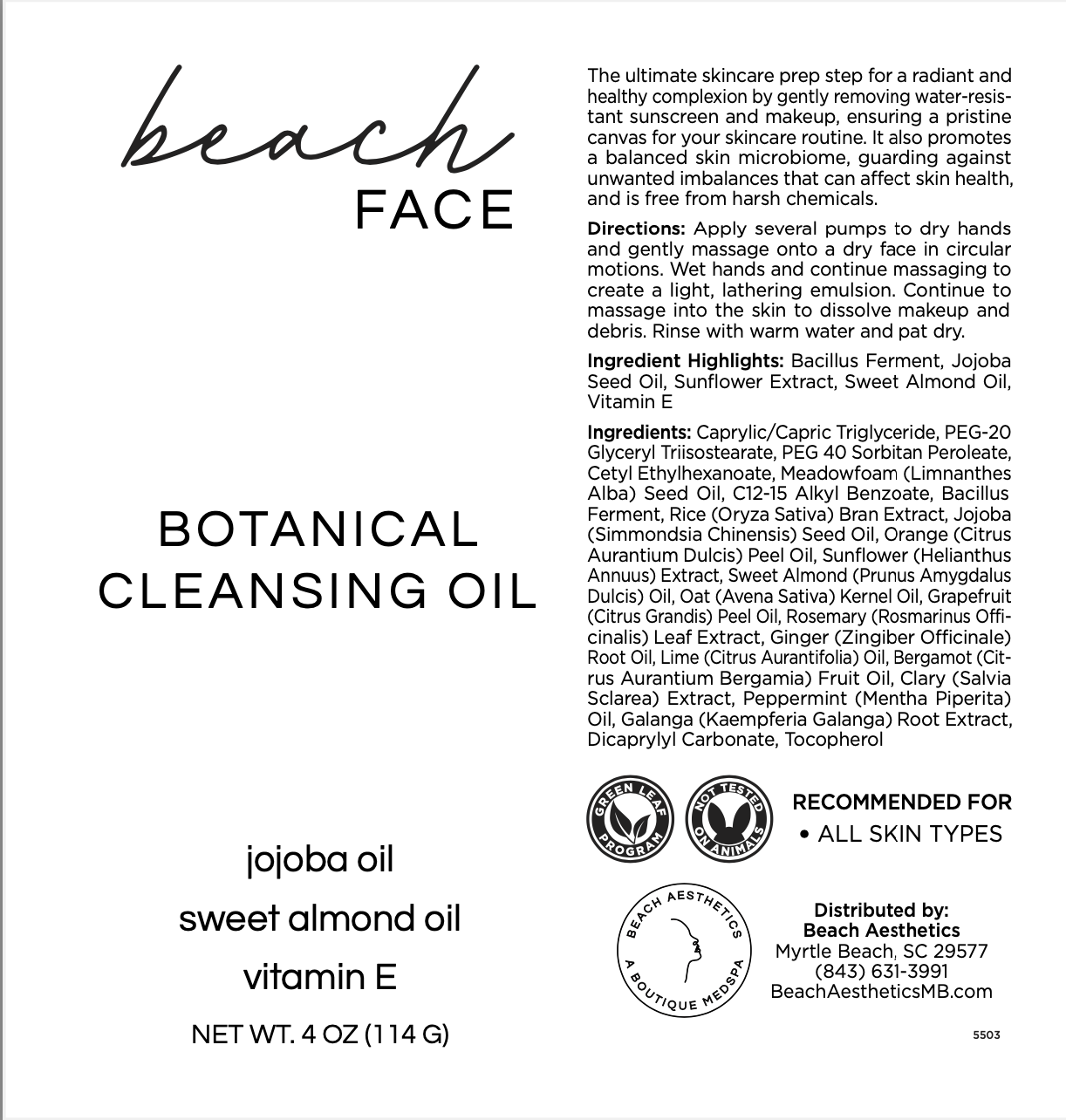 BeachFACE Botanical Cleansing Oil